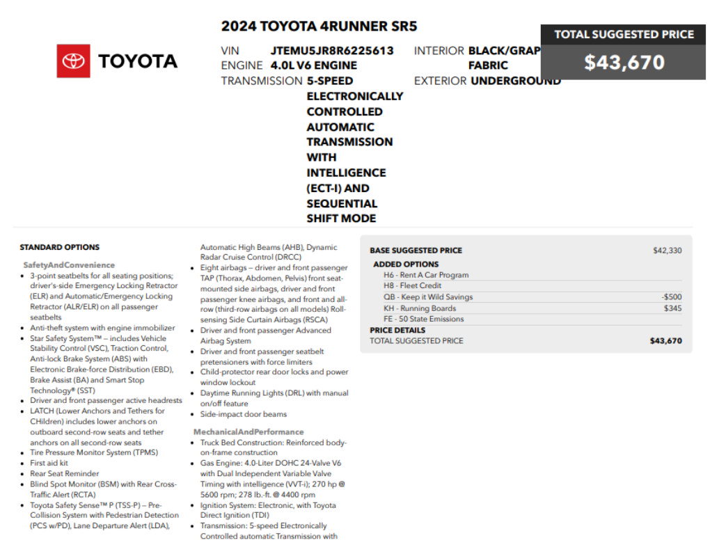 Used 2024 Toyota 4Runner SR5 AWD/4WD image 2