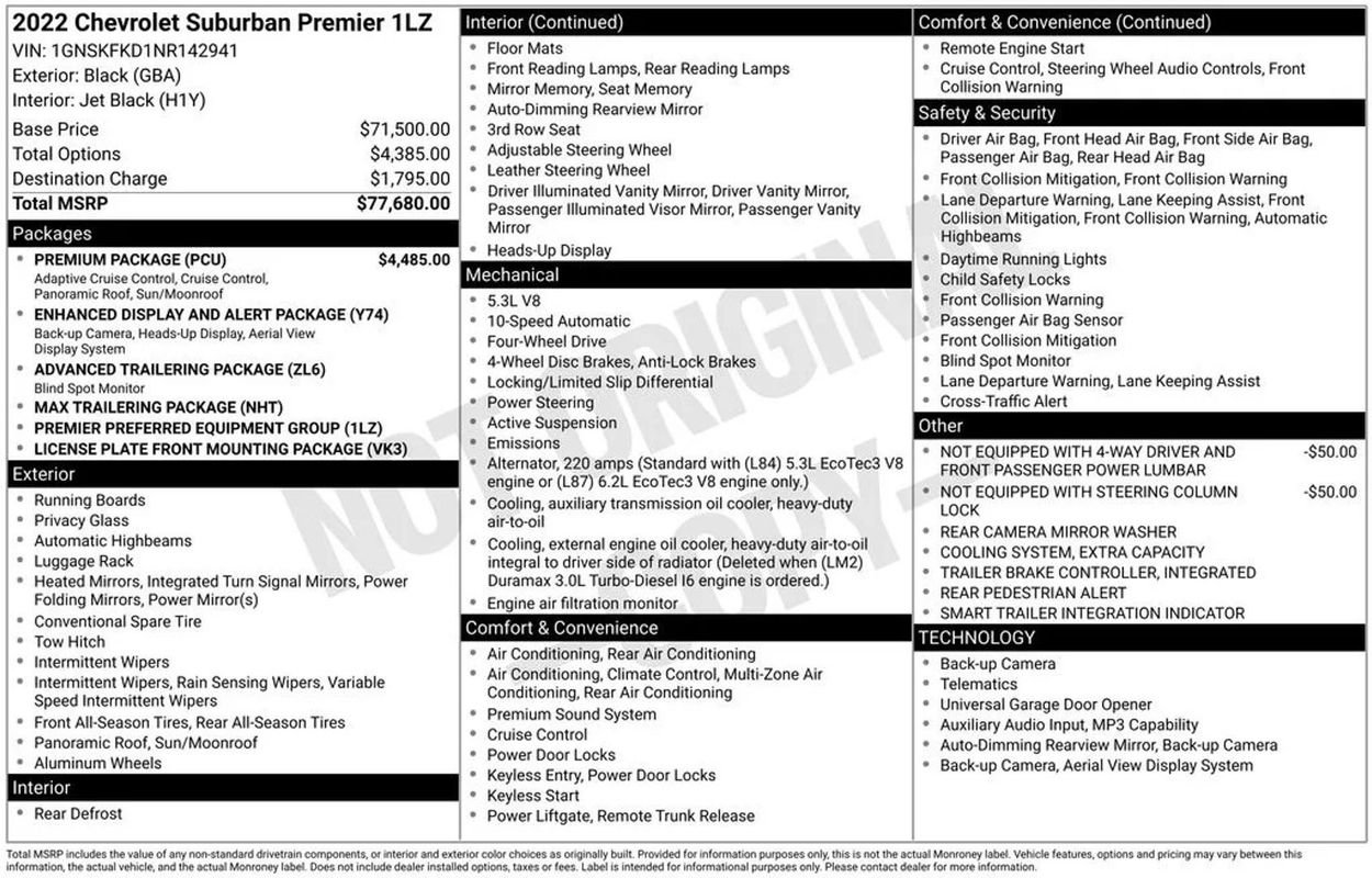 Used 2022 Chevrolet Suburban Premier w/ Premium Package AWD/4WD image 3