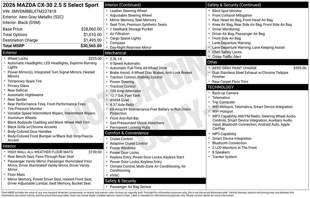 New 2026 MAZDA CX-30 AWD 2.5 S w/ Select Sport Pkg image 7