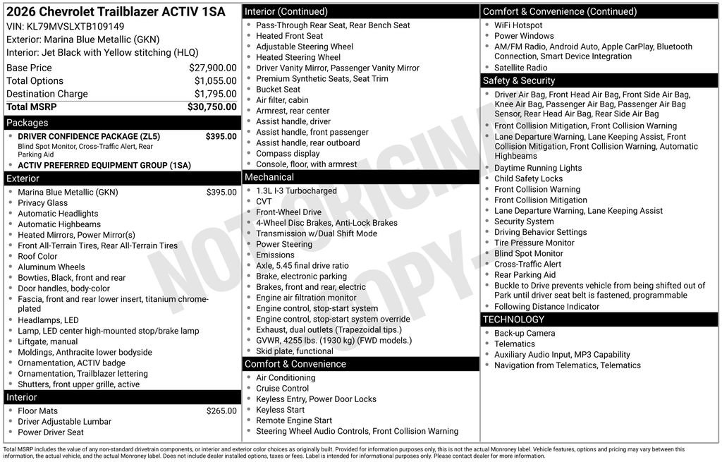 New 2026 Chevrolet TrailBlazer ACTIV w/ Driver Confidence Package FWD image 31