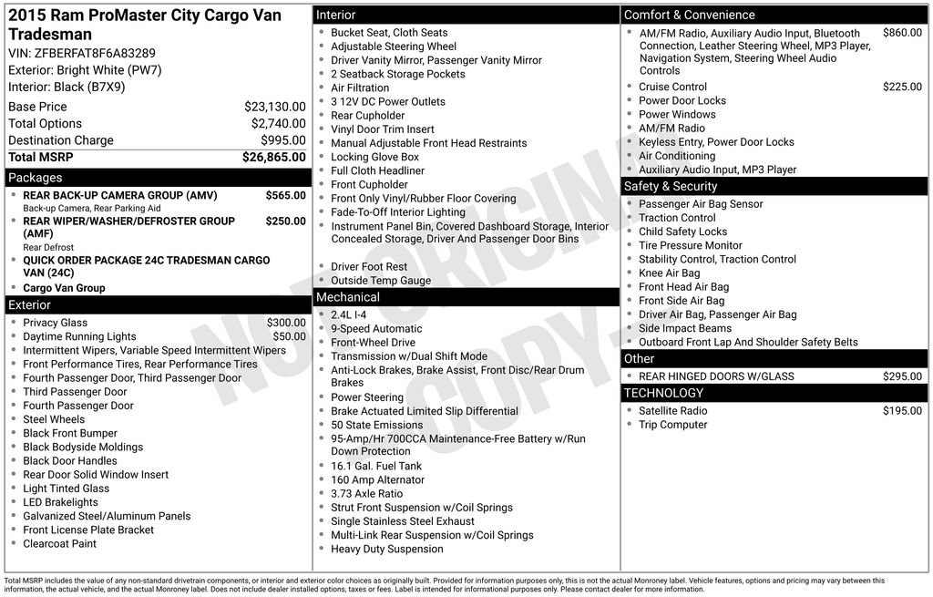 Used 2015 RAM ProMaster City Tradesman w/ Rear Back-up Camera Group image 11