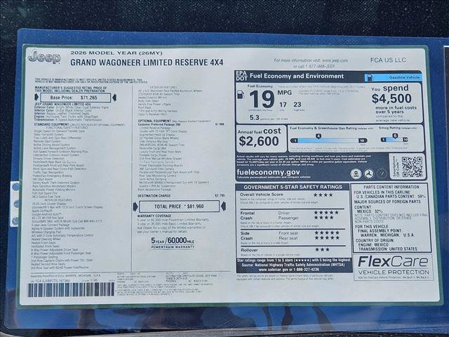 New 2026 Jeep Grand Wagoneer Limited AWD/4WD image 19