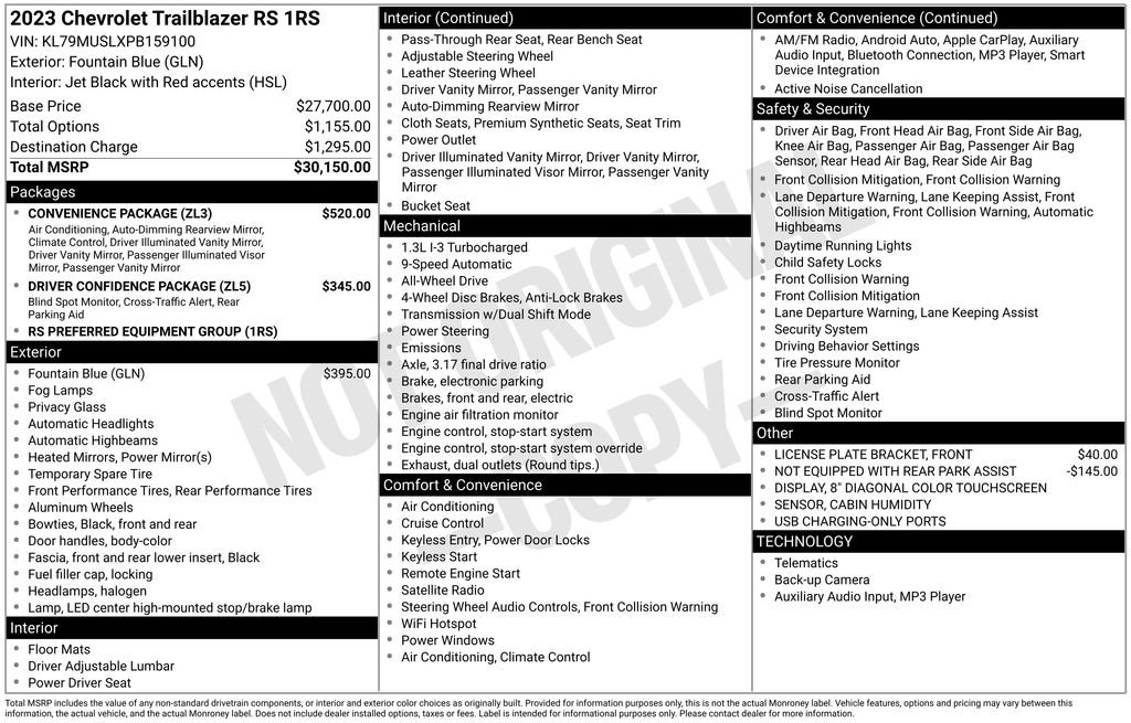 Used 2023 Chevrolet TrailBlazer RS w/ Convenience Package image 3