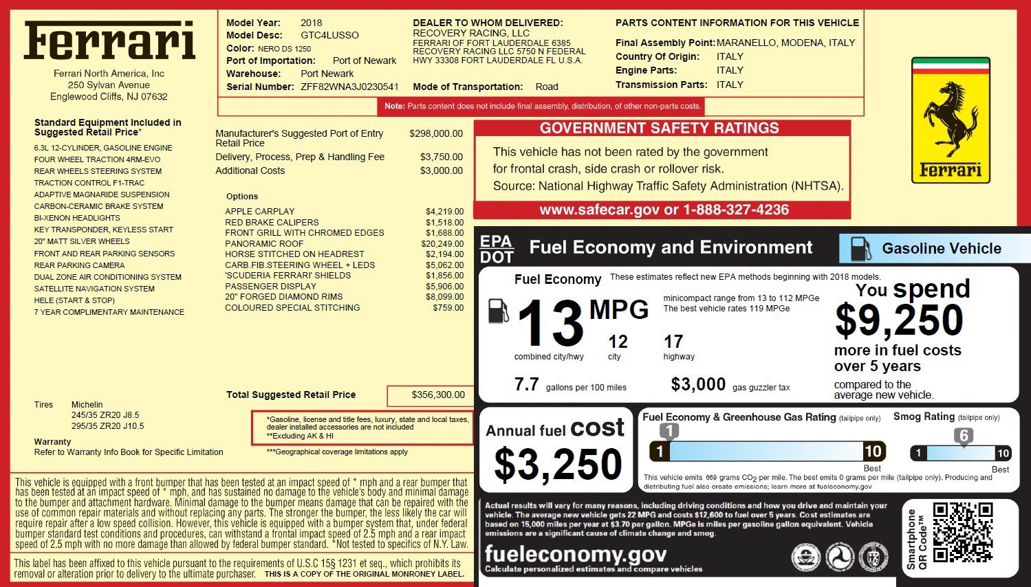 Certified 2018 Ferrari GTC4Lusso AWD/4WD image 2