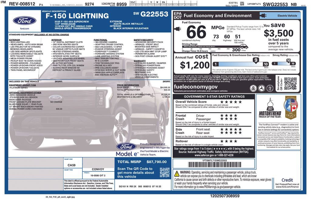 New 2025 Ford F150 Lightning Platinum AWD/4WD image 2
