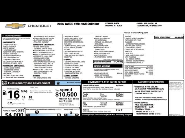 Used 2025 Chevrolet Tahoe High Country AWD/4WD image 3