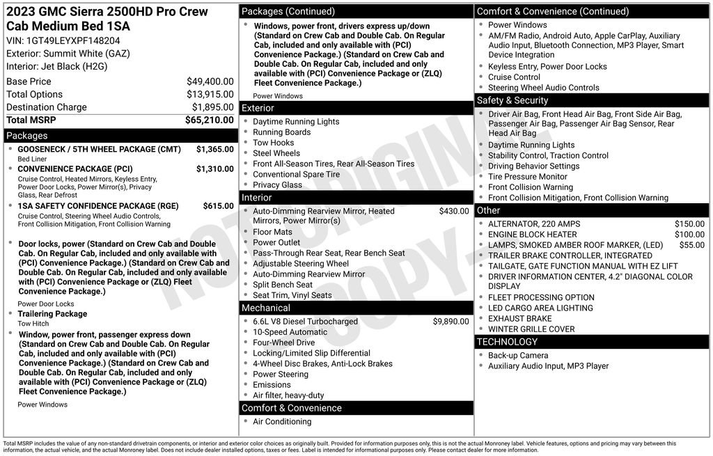 Used 2023 GMC Sierra 2500 Pro w/ Gooseneck/5TH Wheel Package image 16