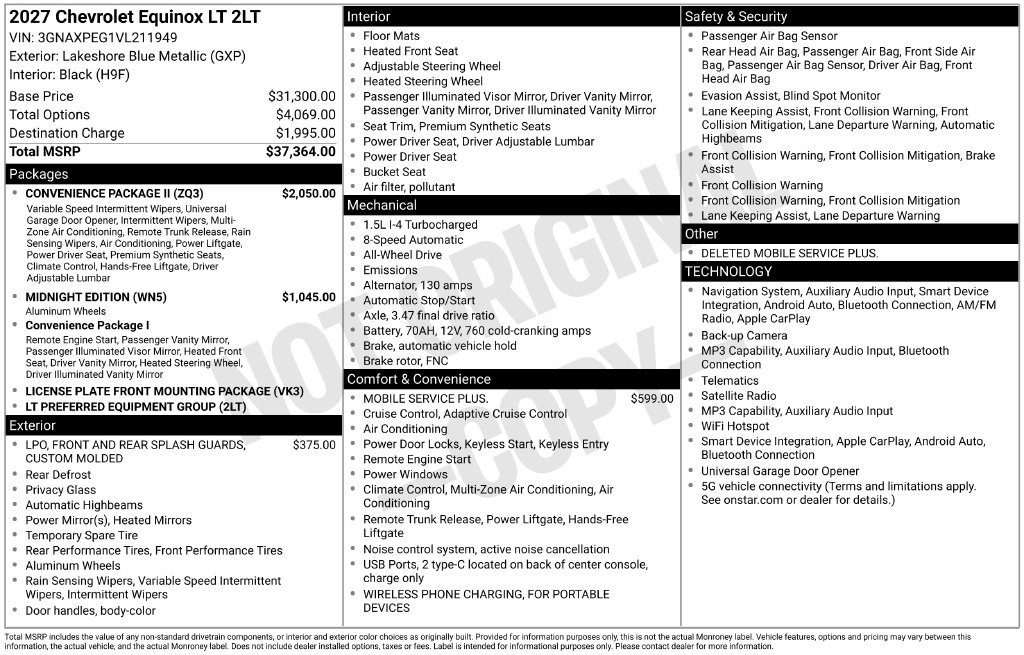 New 2027 Chevrolet Equinox LT w/ Convenience Package II AWD/4WD image 23