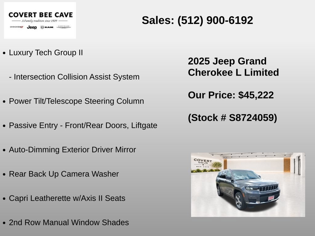 New 2025 Jeep Grand Cherokee L Limited w/ Luxury Tech Group II RWD image 19