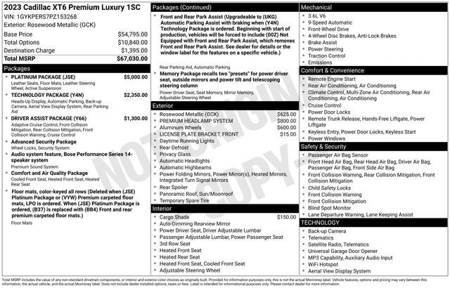 Certified 2023 Cadillac XT6 Premium Luxury w/ Platinum Package FWD image 34