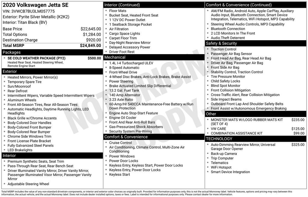 Used 2020 Volkswagen Jetta SE w/ SE Cold Weather Package FWD image 17