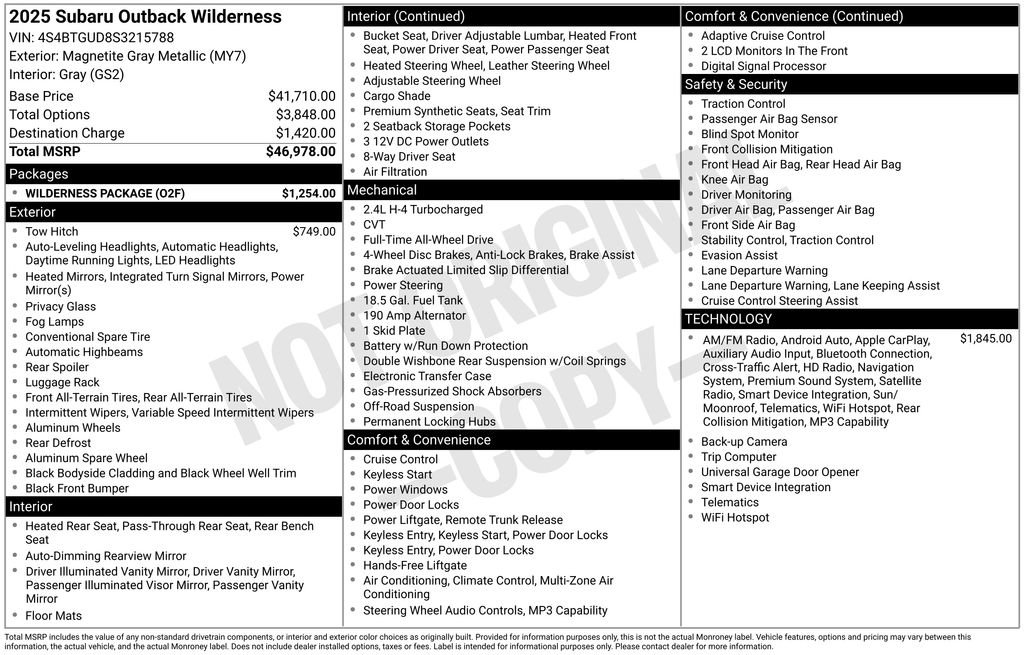Used 2025 Subaru Outback Wilderness w/ Wilderness Package image 3