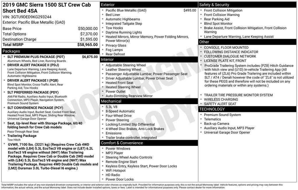 Used 2019 GMC Sierra 1500 SLT w/ SLT Premium Plus Package image 46