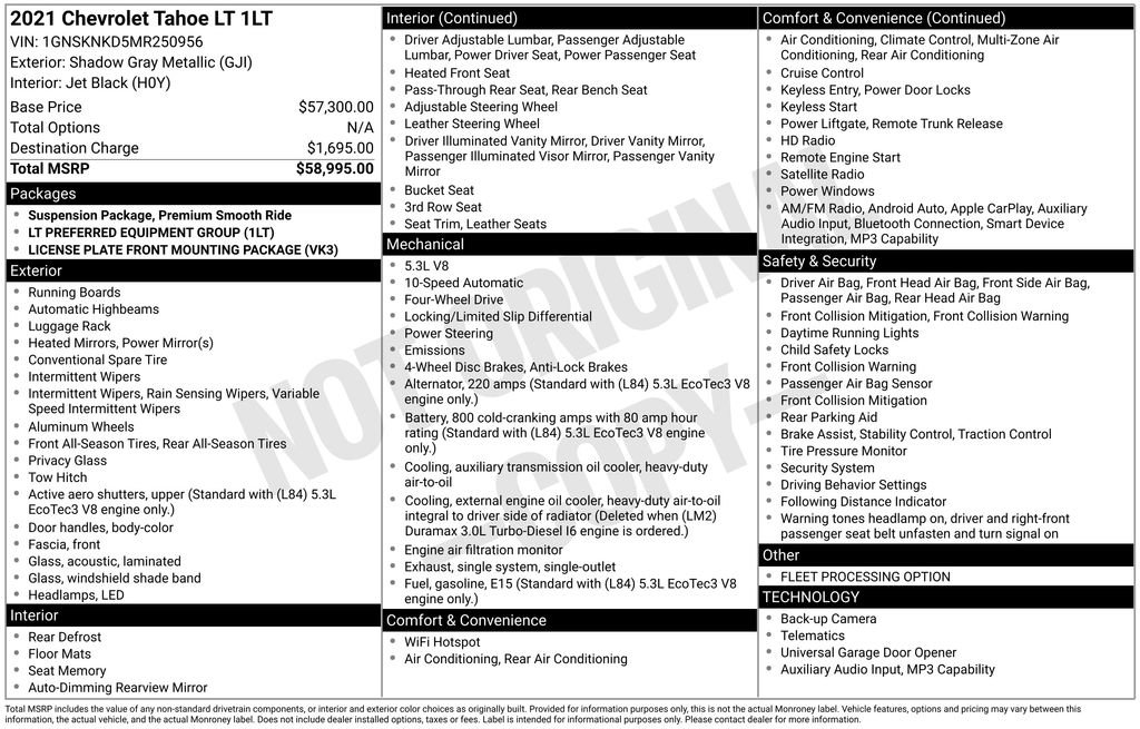 Used 2021 Chevrolet Tahoe LT image 59