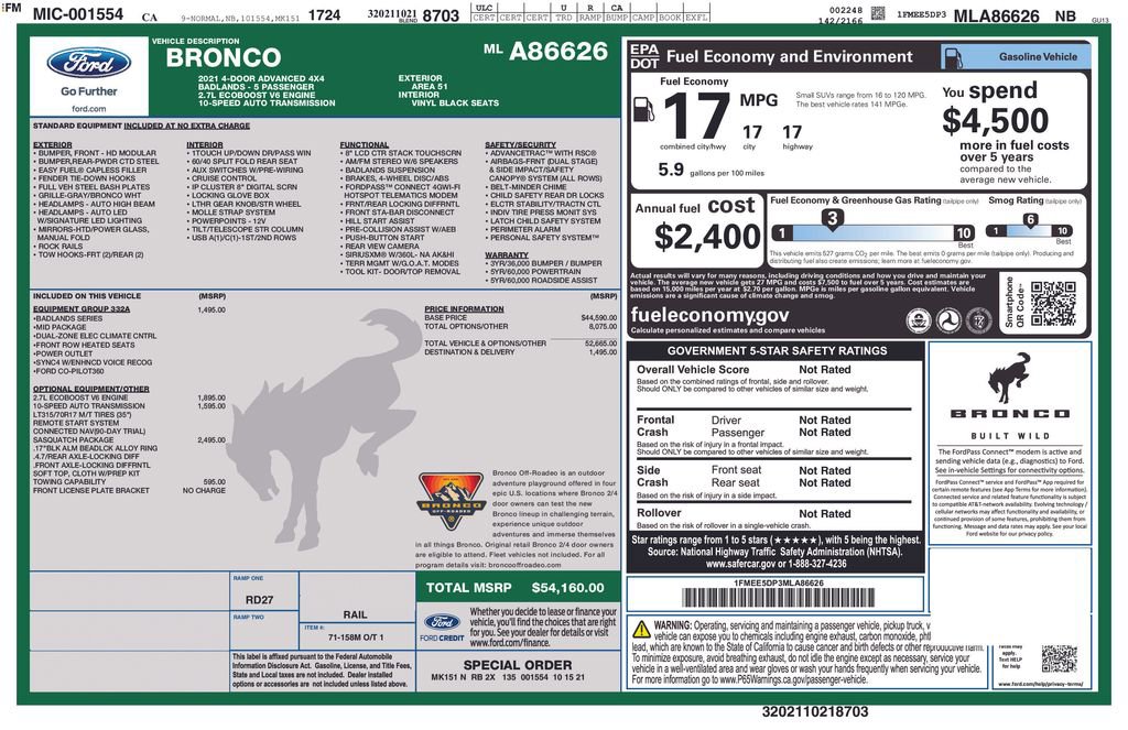 Certified 2021 Ford Bronco Badlands w/ Sasquatch Package image 3