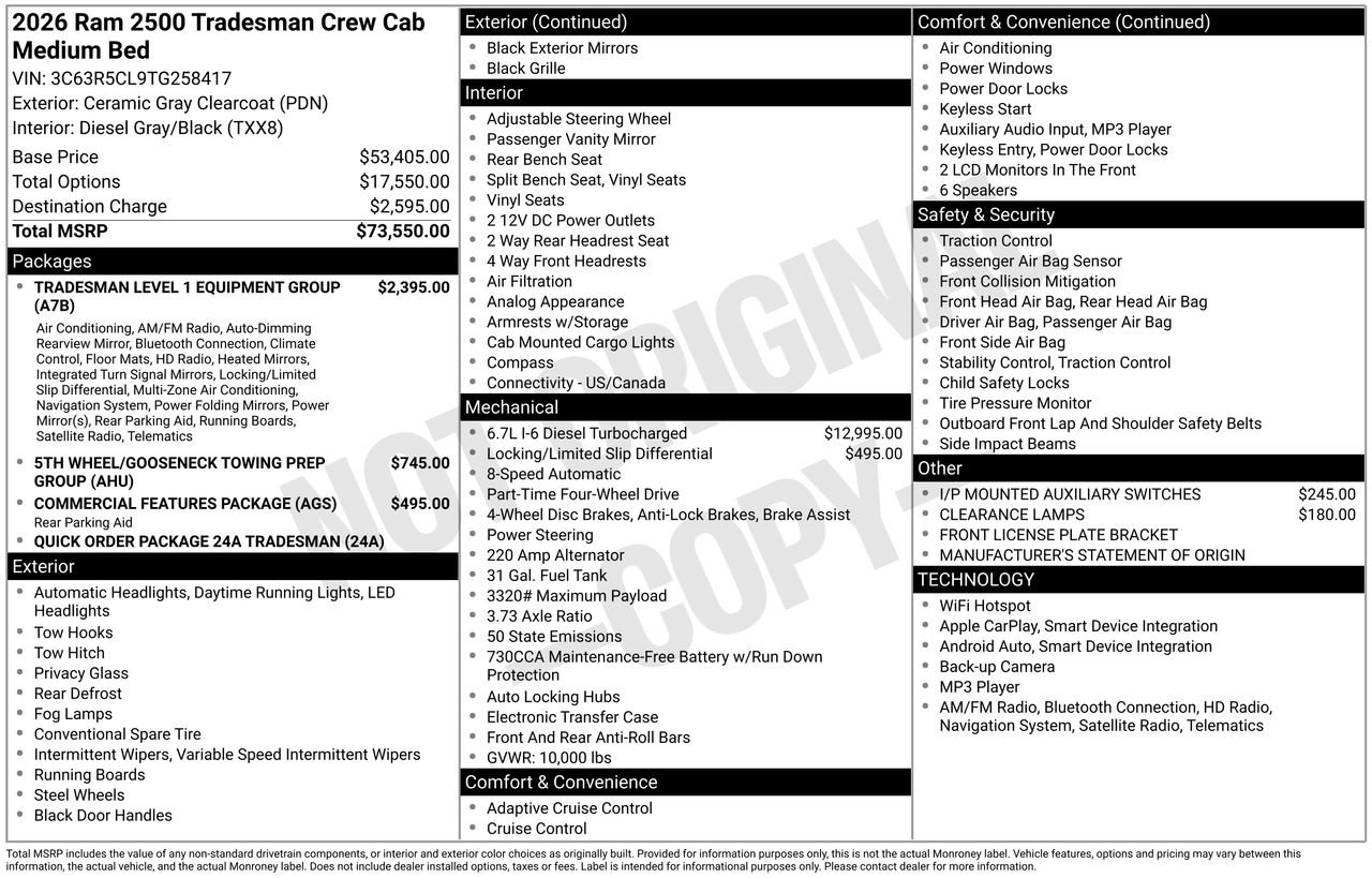 New 2026 RAM 2500 Tradesman AWD/4WD image 27
