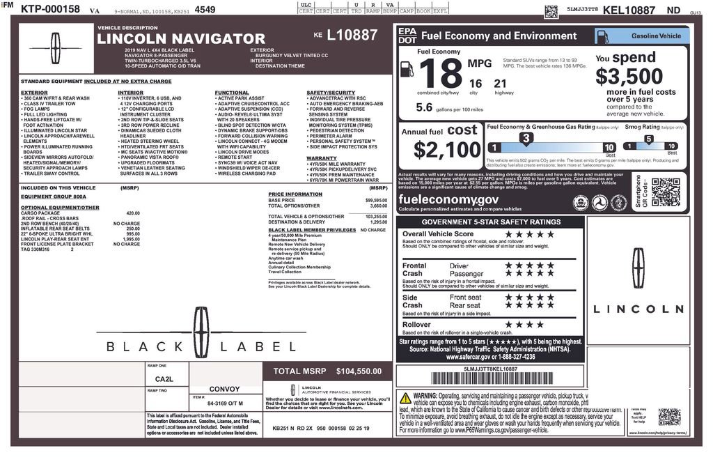 Used 2019 Lincoln Navigator L Black Label w/ Cargo Package image 7