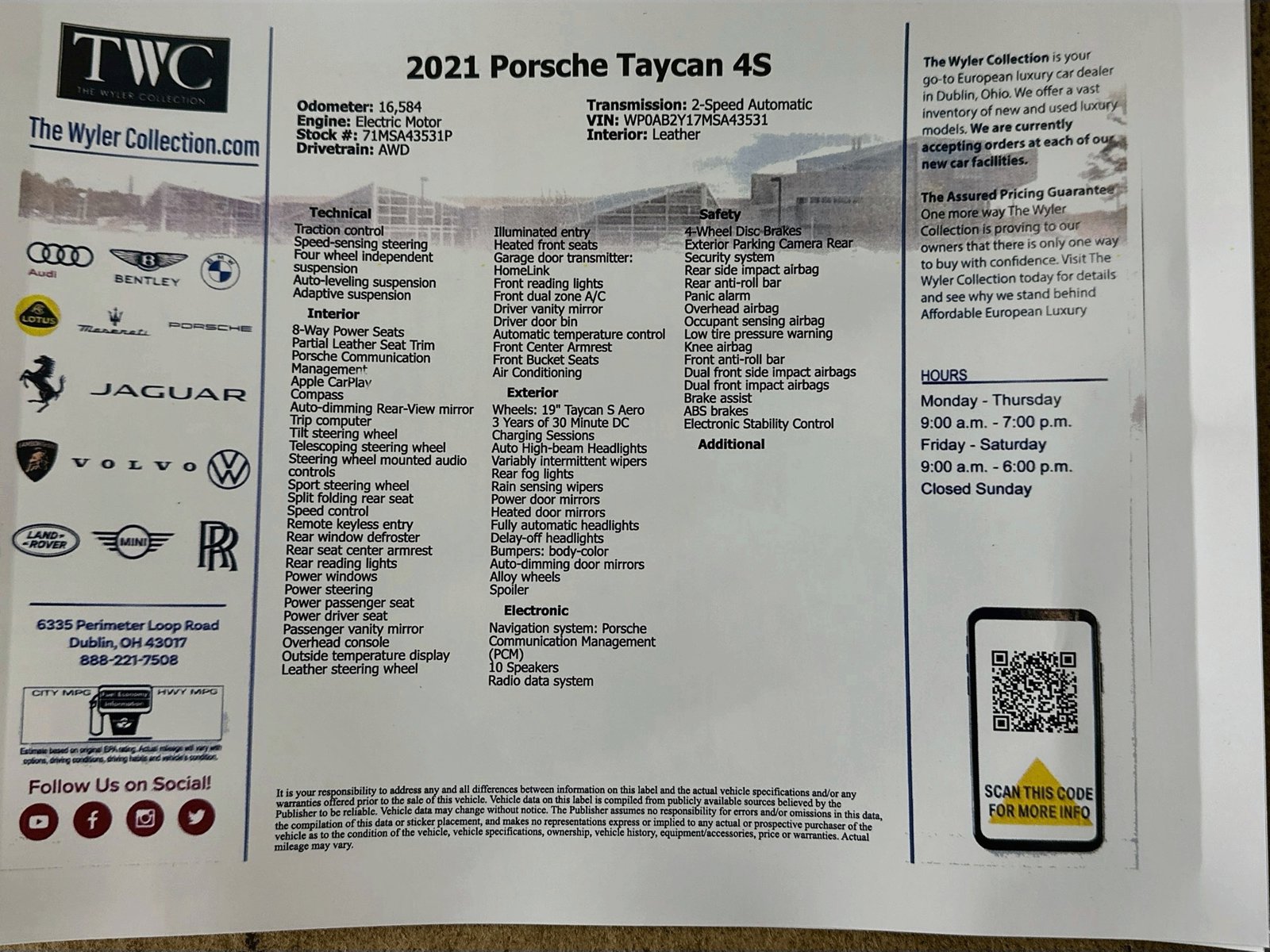 Used 2021 Porsche Taycan 4S w/ Premium Package AWD/4WD image 49
