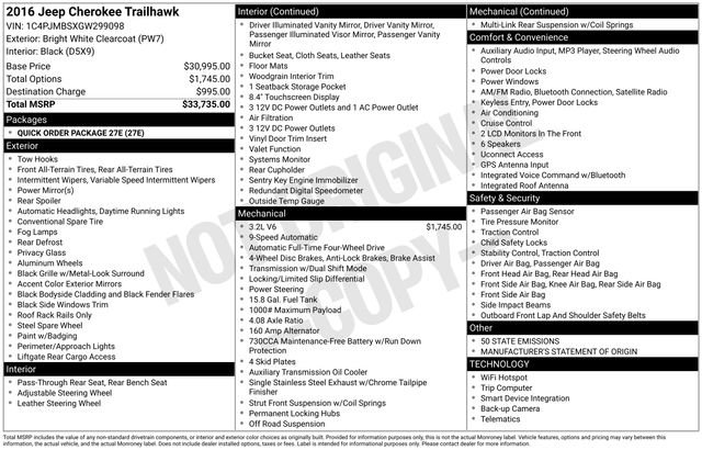 Used 2016 Jeep Cherokee Trailhawk image 30