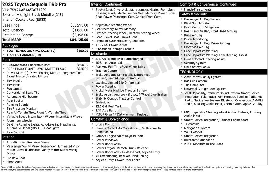 Certified 2025 Toyota Sequoia TRD Pro w/ Tow Technology Package AWD/4WD image 3