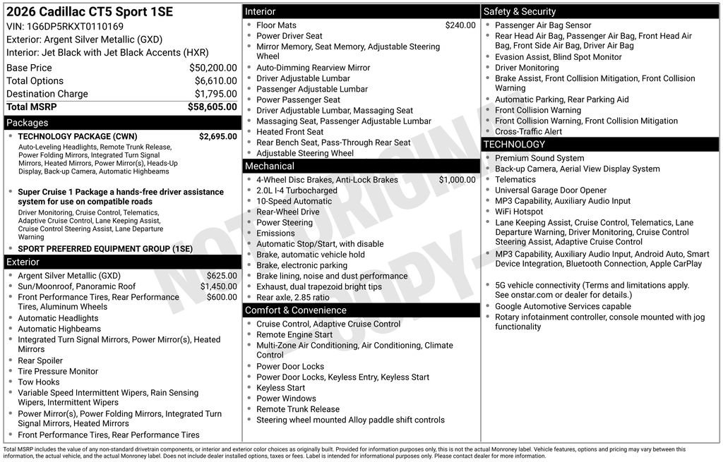 New 2026 Cadillac CT5 Sport w/ Technology Package RWD image 27