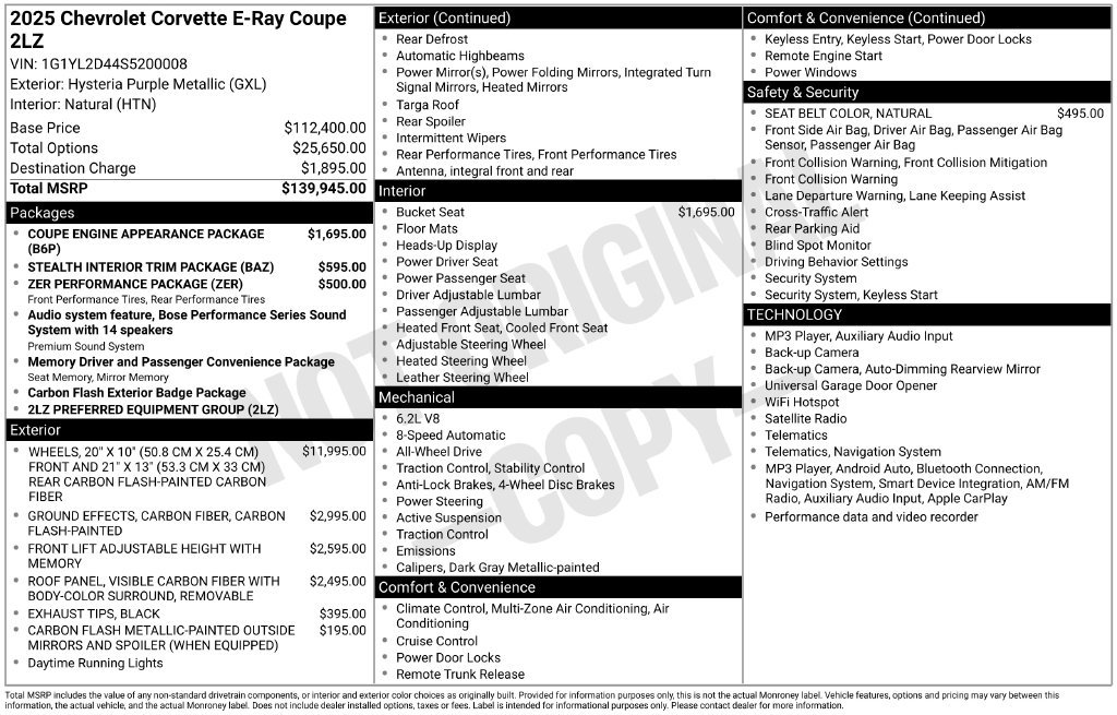 Used 2025 Chevrolet Corvette E-Ray AWD/4WD image 33