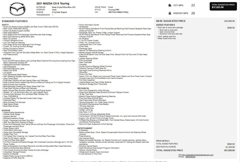 Certified 2021 MAZDA CX-9 Touring image 30