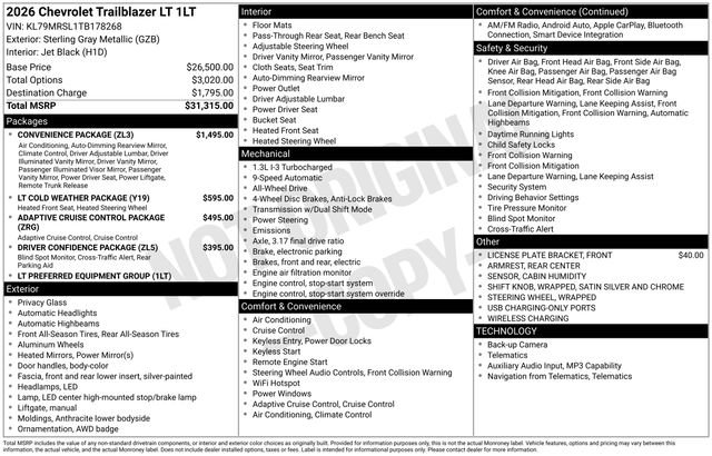 New 2026 Chevrolet TrailBlazer LT w/ Convenience Package AWD/4WD image 16