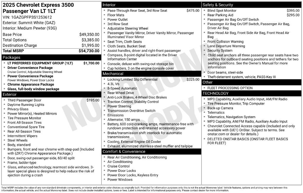 Used 2025 Chevrolet Express 3500 LT w/ LT Preferred Equipment Group RWD image 2