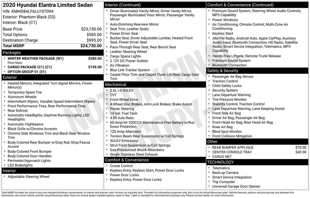 Used 2020 Hyundai Elantra Limited w/ Winter Weather Package FWD image 17
