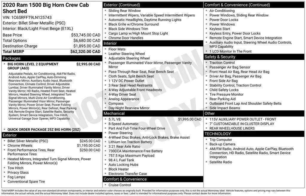 Used 2020 RAM 1500 Big Horn image 2