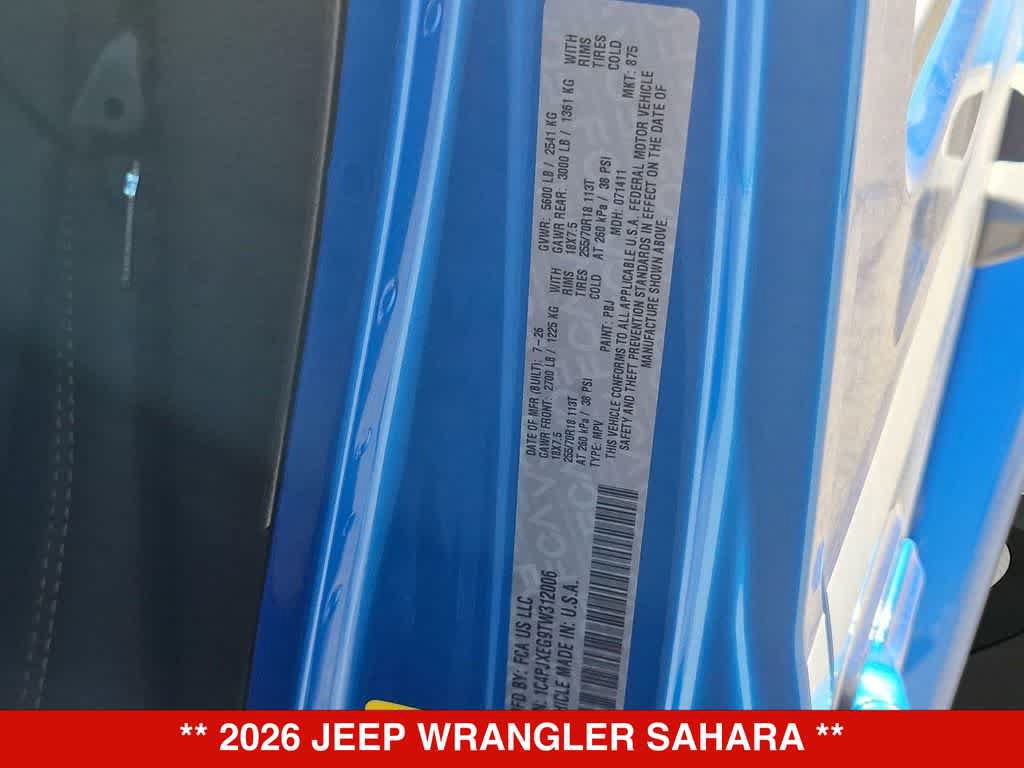 New 2026 Jeep Wrangler Unlimited Sahara w/ Whitecap Package AWD/4WD image 36