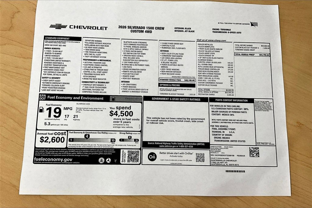 New 2026 Chevrolet Silverado 1500 Custom w/ Turbomax Blackout Package image 14