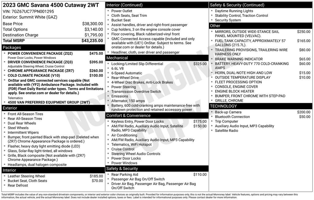 Used 2023 GMC Savana 4500 w/ Power Convenience Package RWD image 27