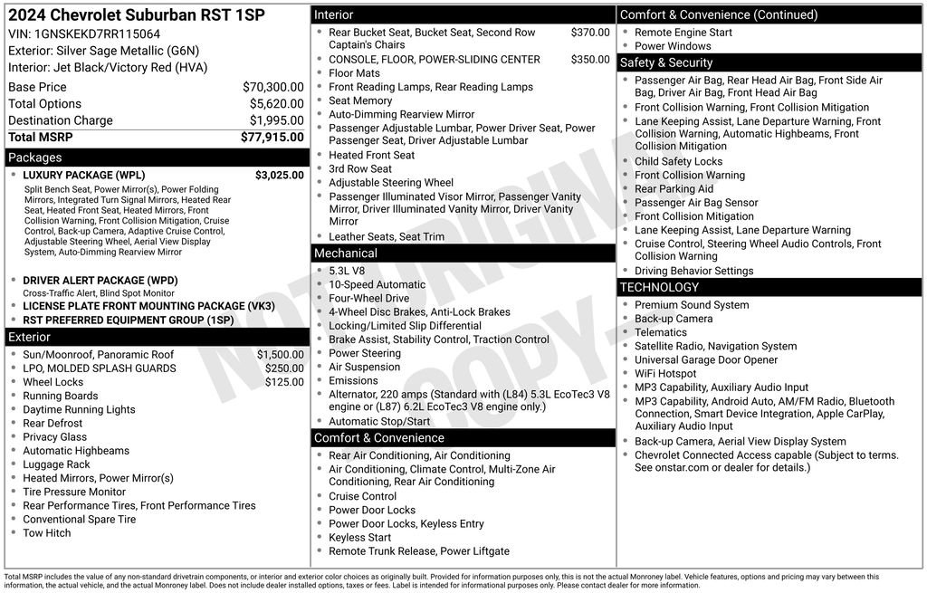 Used 2024 Chevrolet Suburban RST w/ Luxury Package AWD/4WD image 5