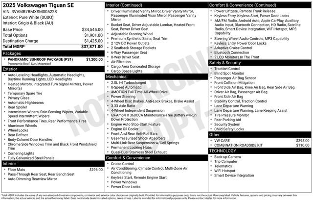 Used 2025 Volkswagen Tiguan SE w/ Panoramic Sunroof Package AWD/4WD image 11