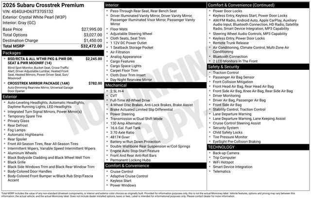 Certified 2026 Subaru Crosstrek 2.0i Premium AWD/4WD image 22