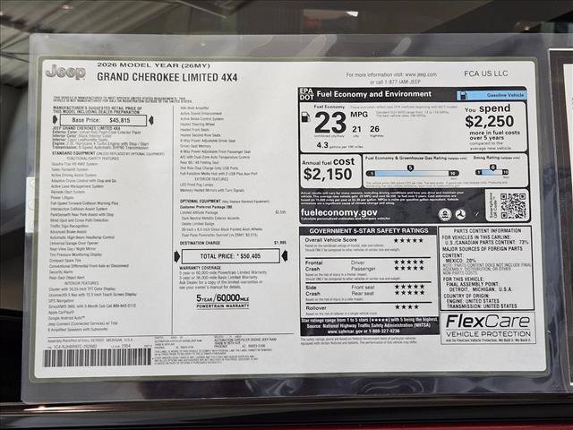 New 2026 Jeep Grand Cherokee Limited w/ Limited Altitude Package AWD/4WD image 18