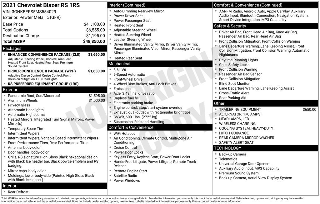 Used 2021 Chevrolet Blazer RS w/ Enhanced Convenience Package FWD image 6