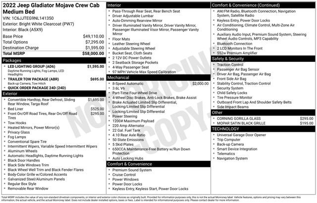 Used 2022 Jeep Gladiator Mojave w/ LED Lighting Group image 33