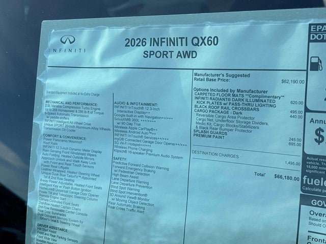 New 2026 INFINITI QX60 Sport w/ Dark Cargo Package AWD/4WD image 38