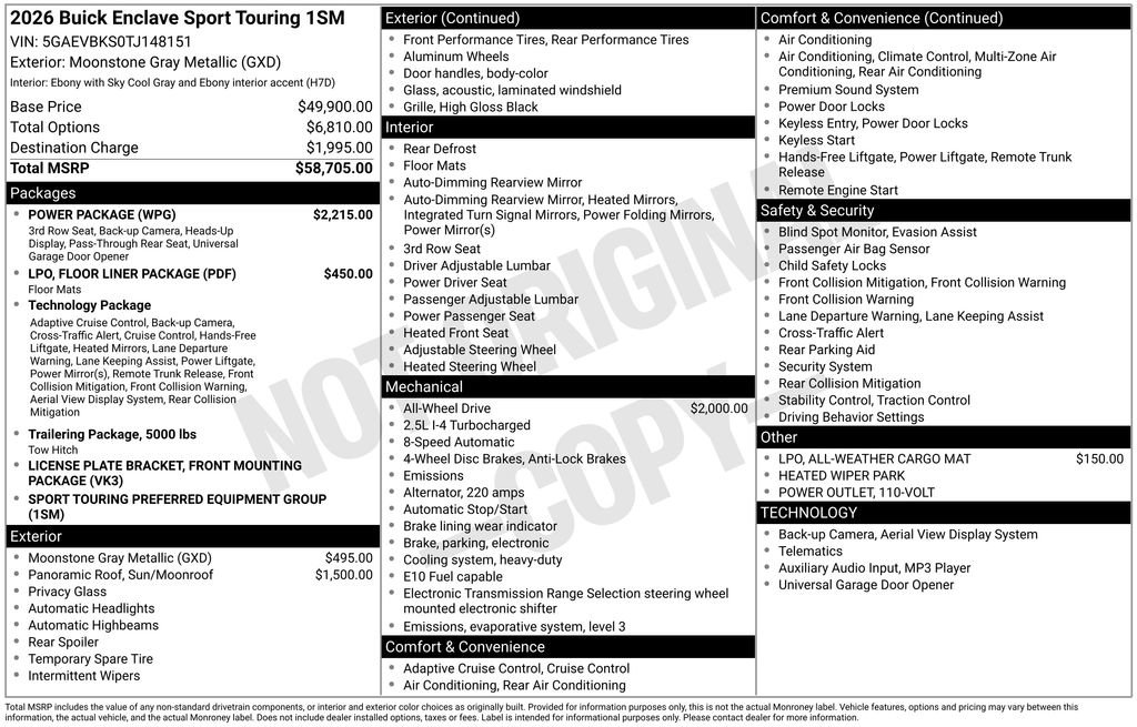New 2026 Buick Enclave Sport Touring w/ Power Package image 6