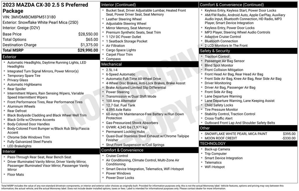 Certified 2023 MAZDA CX-30 AWD 2.5 S w/ Preferred Package image 10