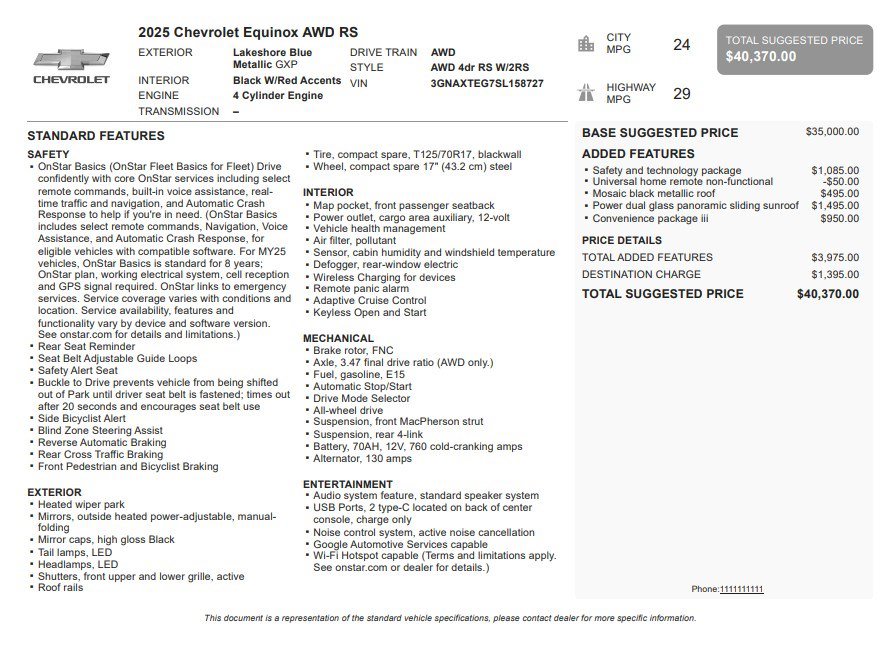 Certified 2025 Chevrolet Equinox RS w/ Safety and Technology Package AWD/4WD image 36