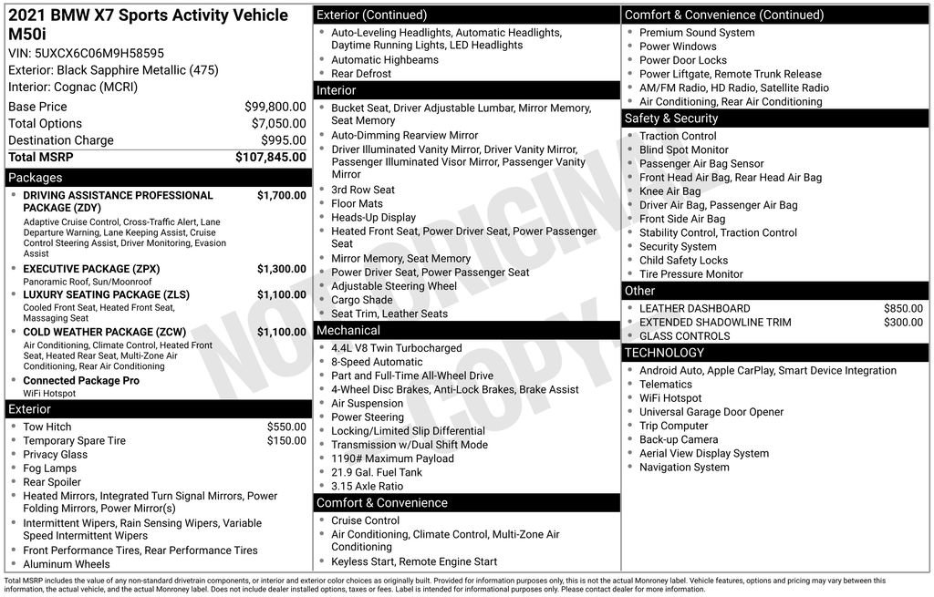 Used 2021 BMW X7 M50i image 99