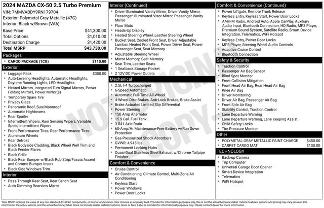 Used 2024 MAZDA CX-50 AWD 2.5 Turbo w/ Cargo Package image 66