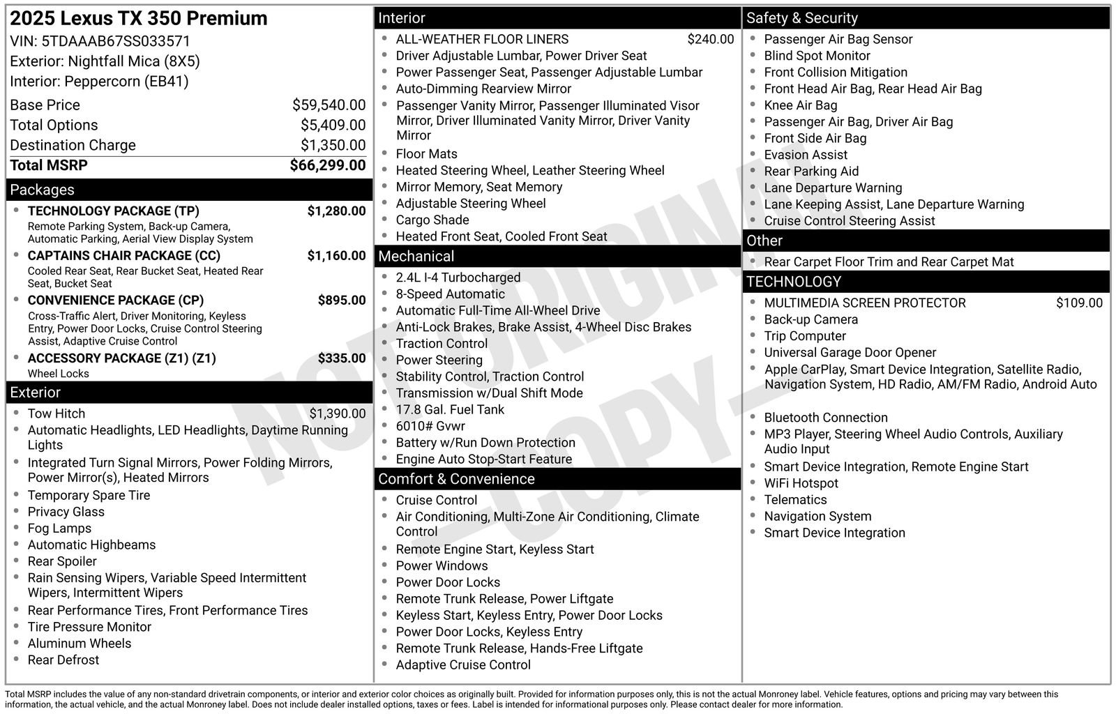 Used 2025 Lexus TX 350 AWD w/ Technology Package image 23