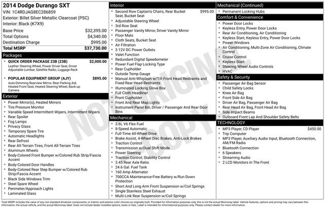Used 2014 Dodge Durango SXT w/ Quick Order Package 23B AWD/4WD image 6