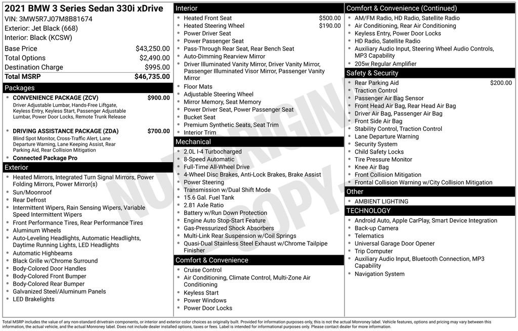 Used 2021 BMW 330i xDrive Sedan w/ Convenience Package image 7