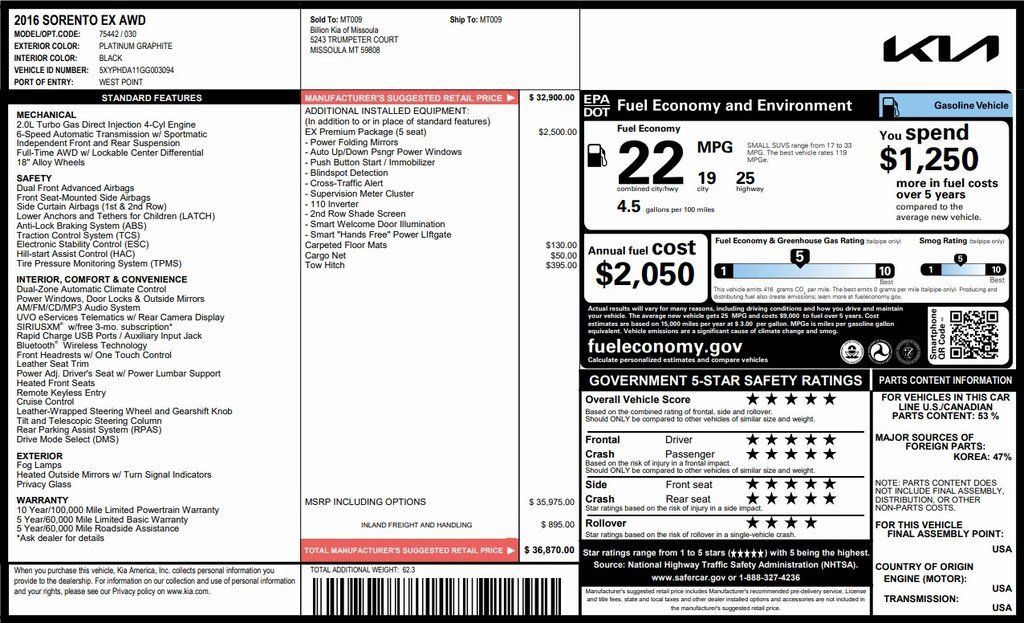 Used 2016 Kia Sorento EX w/ EX Premium Package image 25